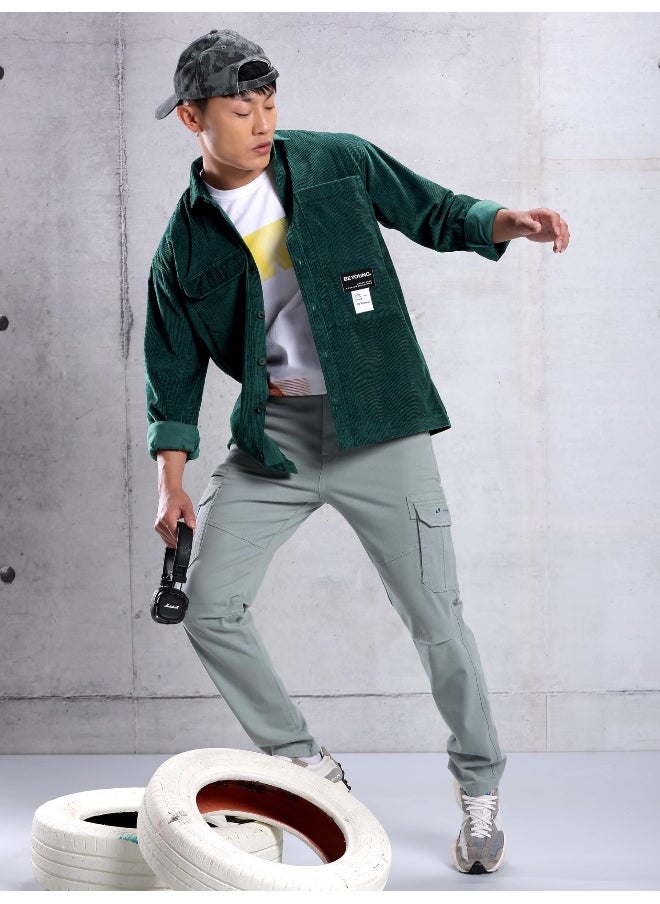 Bottle Green Box  Urban Shirt for Men