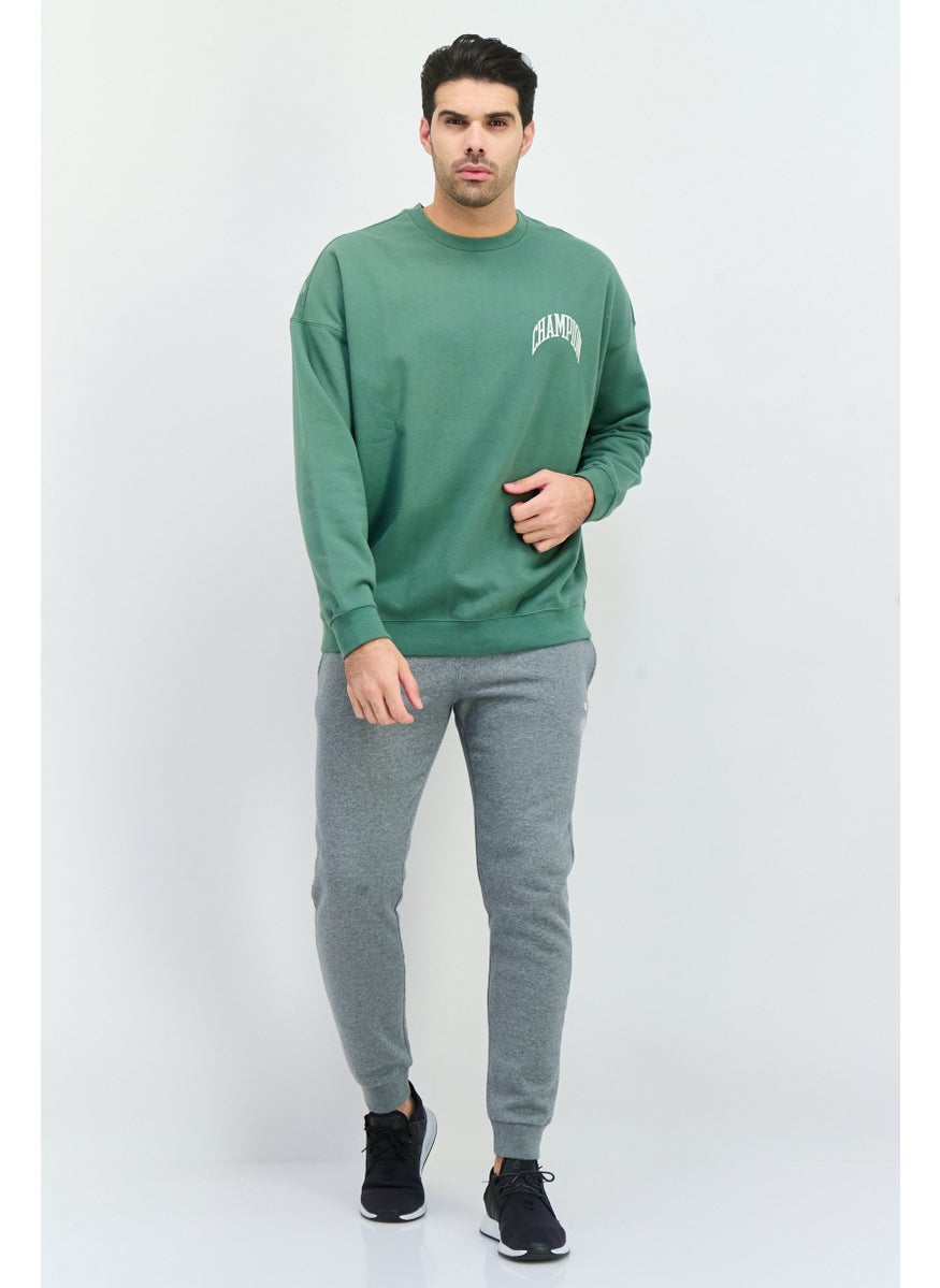 Men Baggy Fit Long Sleeve Outdoor Sweatshirts, Sage Green