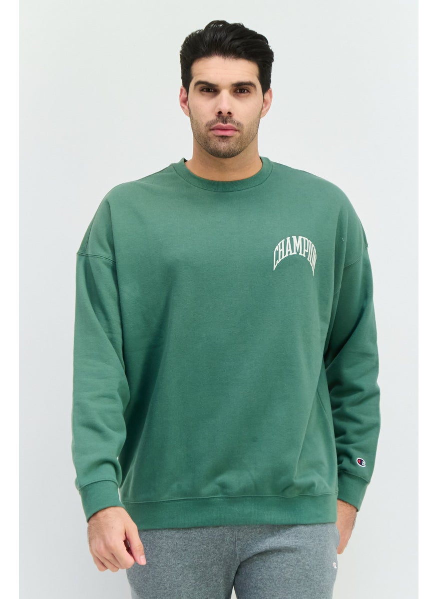 Men Baggy Fit Long Sleeve Outdoor Sweatshirts, Sage Green