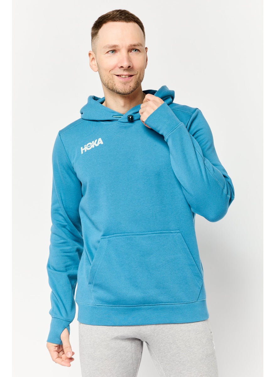 Men Sportswear Fit Long Sleeves Outdoor Hoodie, Teal