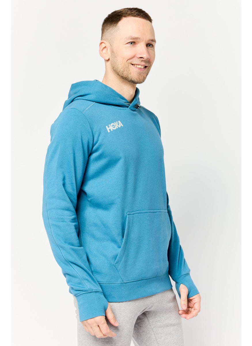 Men Sportswear Fit Long Sleeves Outdoor Hoodie, Teal