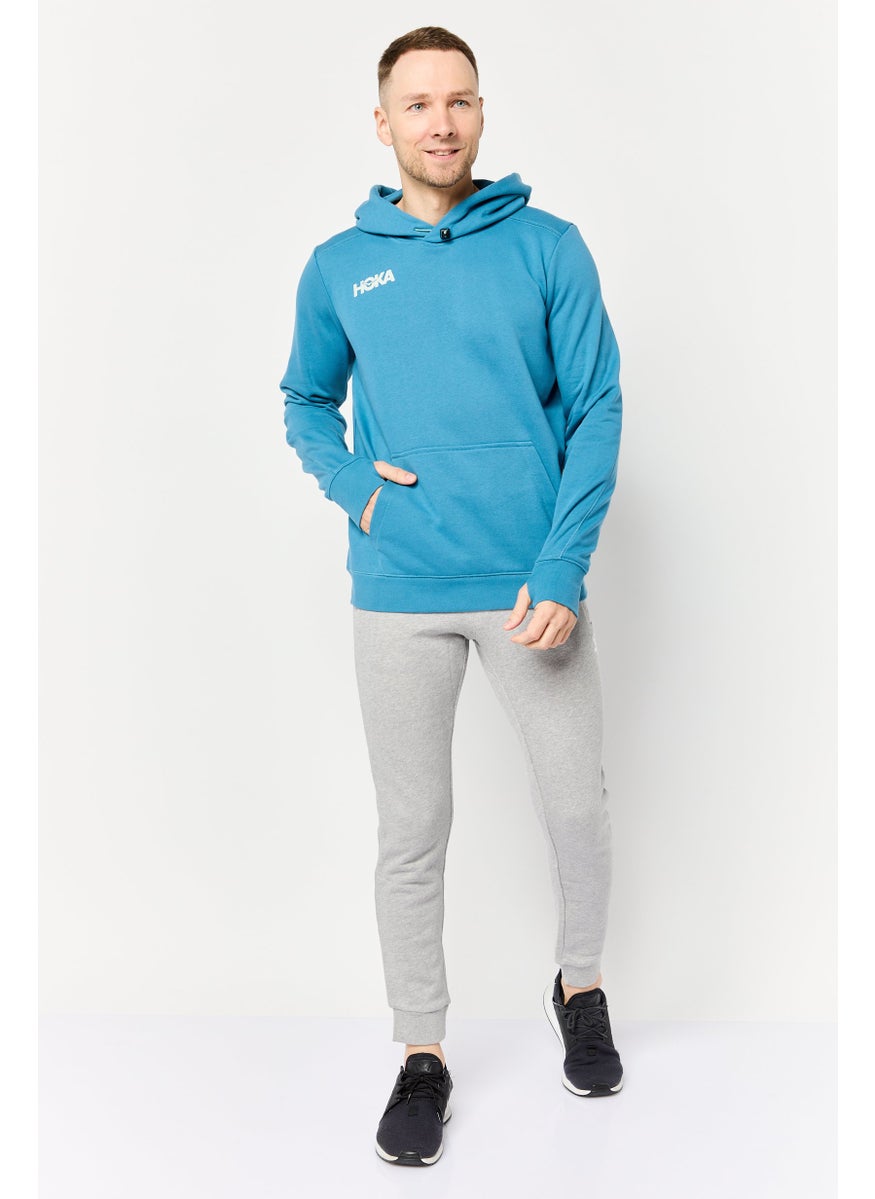 Men Sportswear Fit Long Sleeves Outdoor Hoodie, Teal