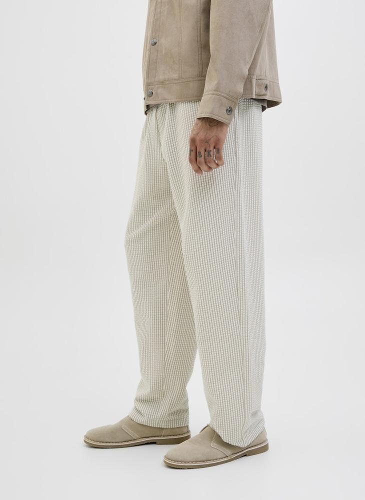 Checked Drawstring Loose Fit Sweatpants