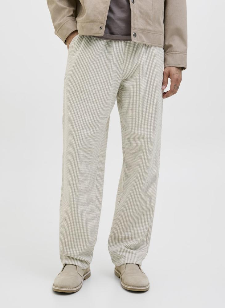 Checked Drawstring Loose Fit Sweatpants
