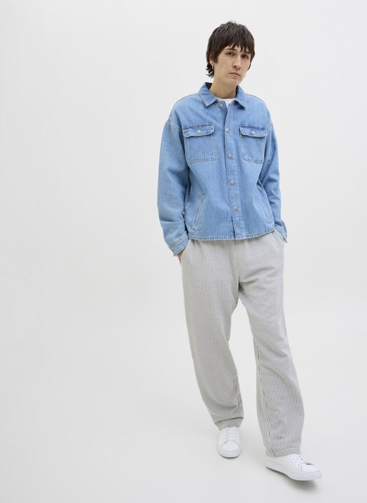 Checked Drawstring Loose Fit Sweatpants