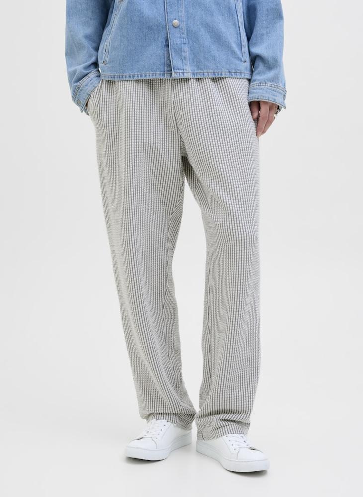 Checked Drawstring Loose Fit Sweatpants