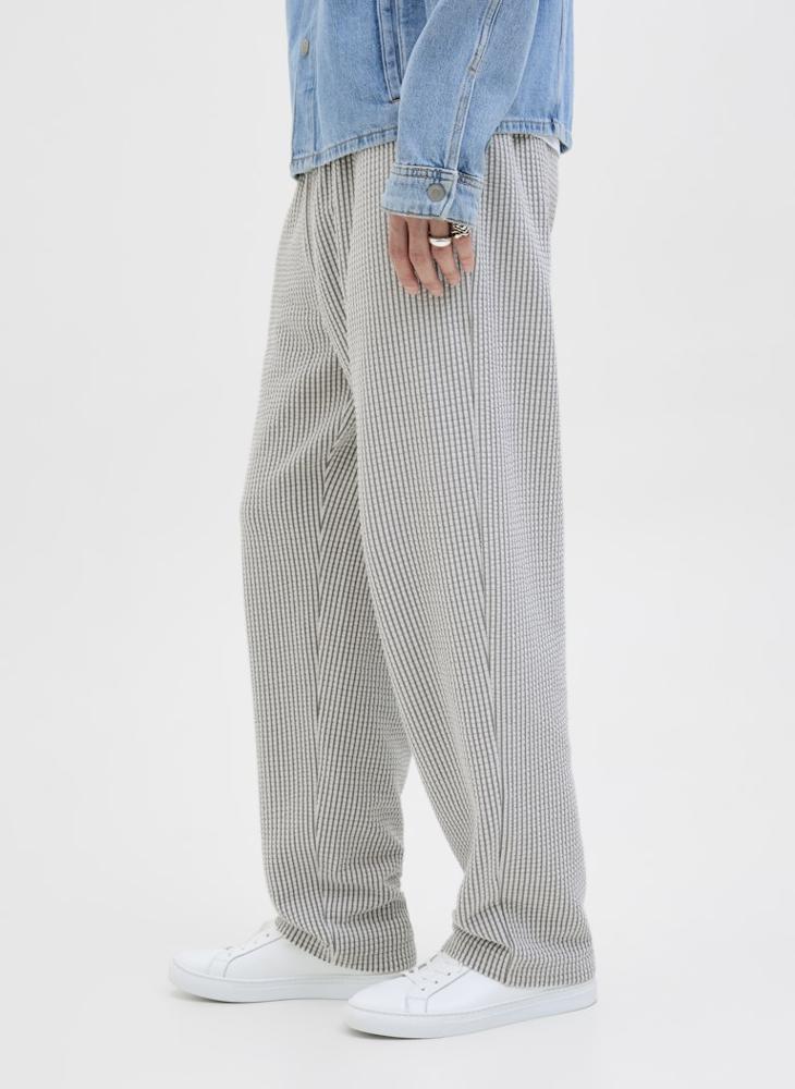 Checked Drawstring Loose Fit Sweatpants