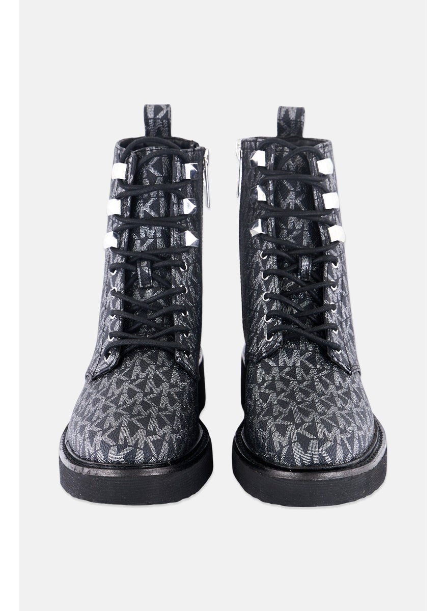 Women Medium Haskell Lace Up Mid Calf Boot, Sliver/Black