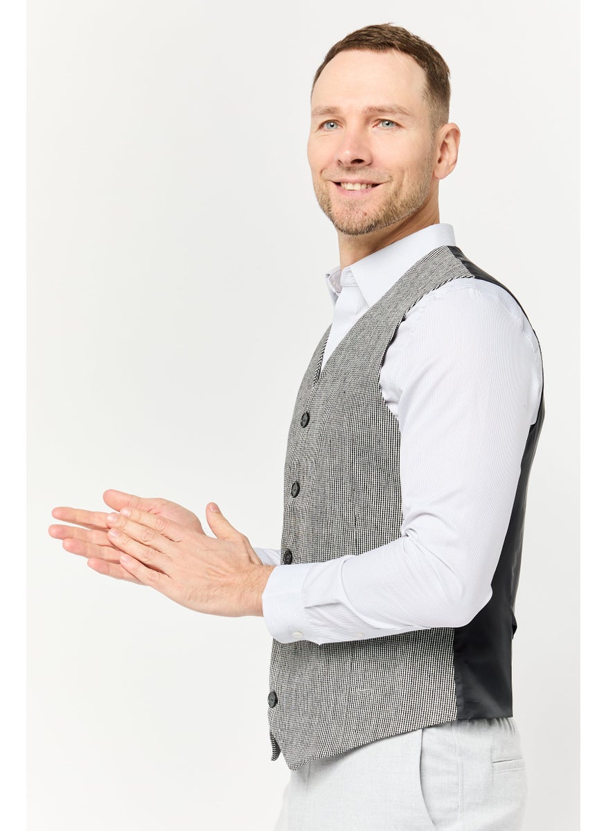 Men Regular Fit Stripe Sleeveless Blazer, Multicolor