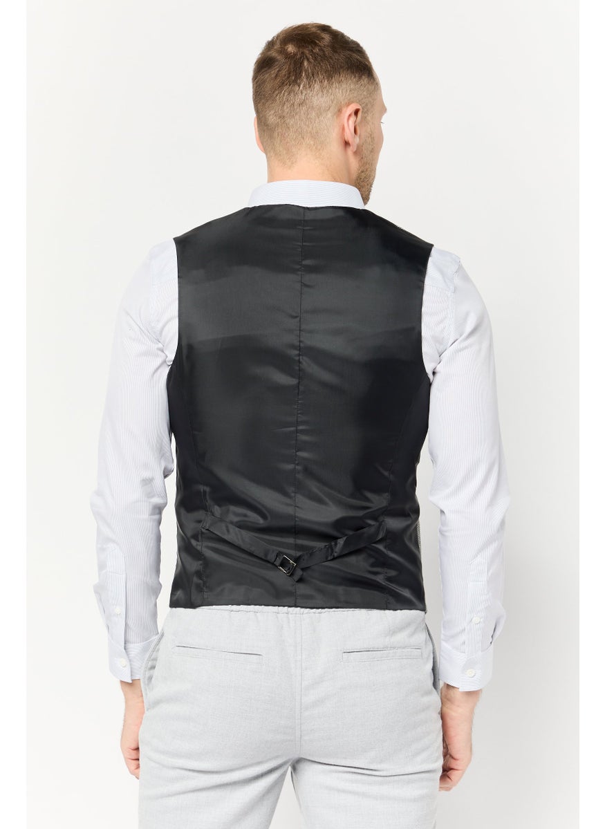 Men Regular Fit Stripe Sleeveless Blazer, Multicolor