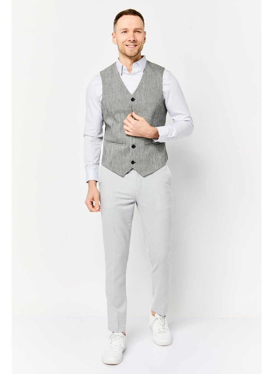 Men Regular Fit Stripe Sleeveless Blazer, Multicolor