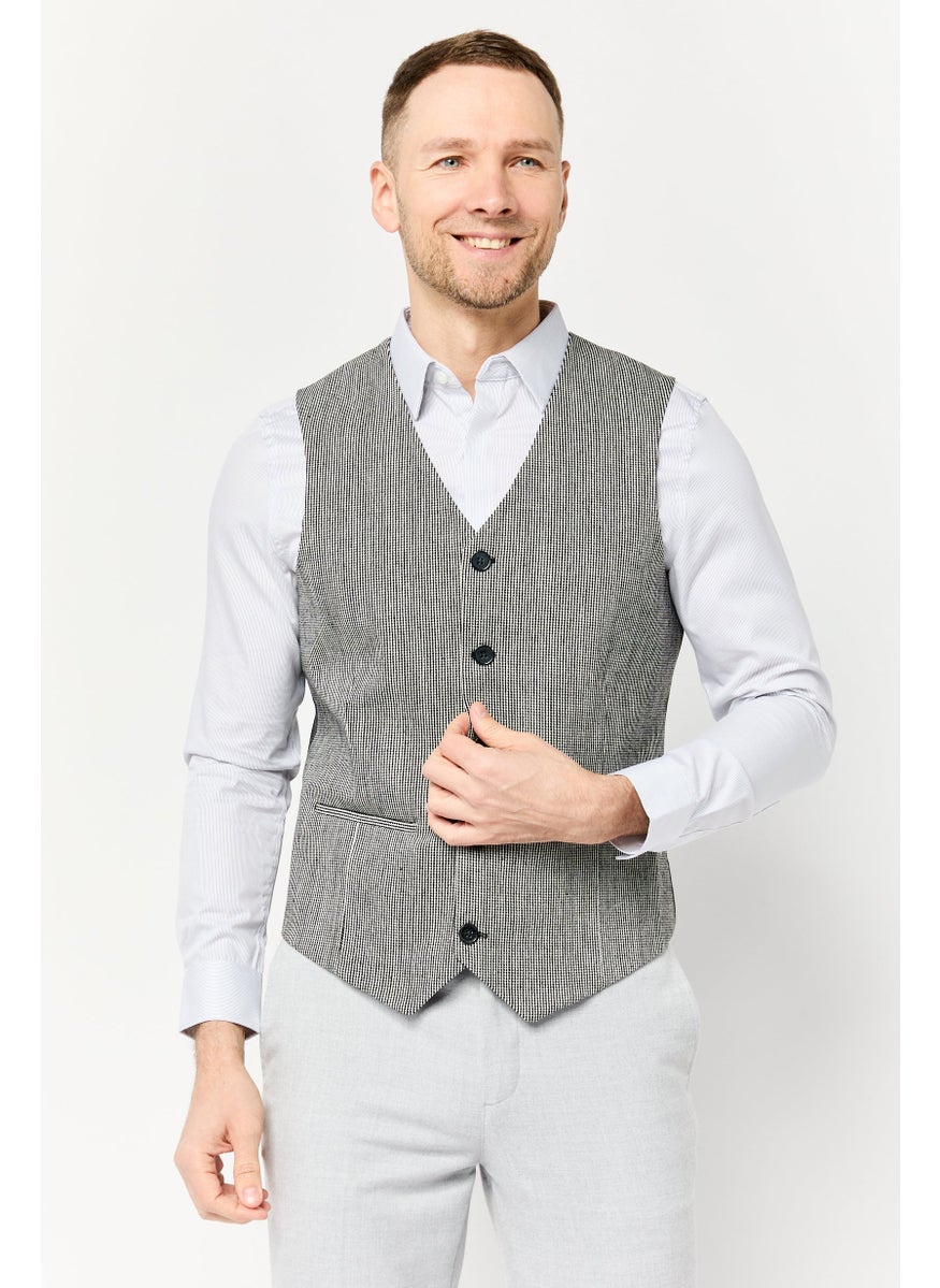 Men Regular Fit Stripe Sleeveless Blazer, Multicolor