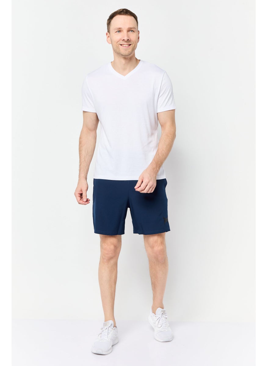 Men Sportswear Fit Brand Logo Training Shorts, Navy