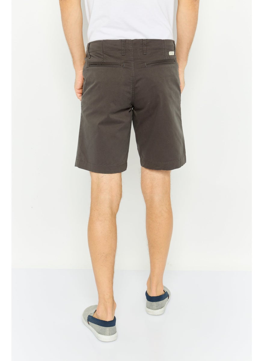 Men Solid Chino Shorts, Dark Grey