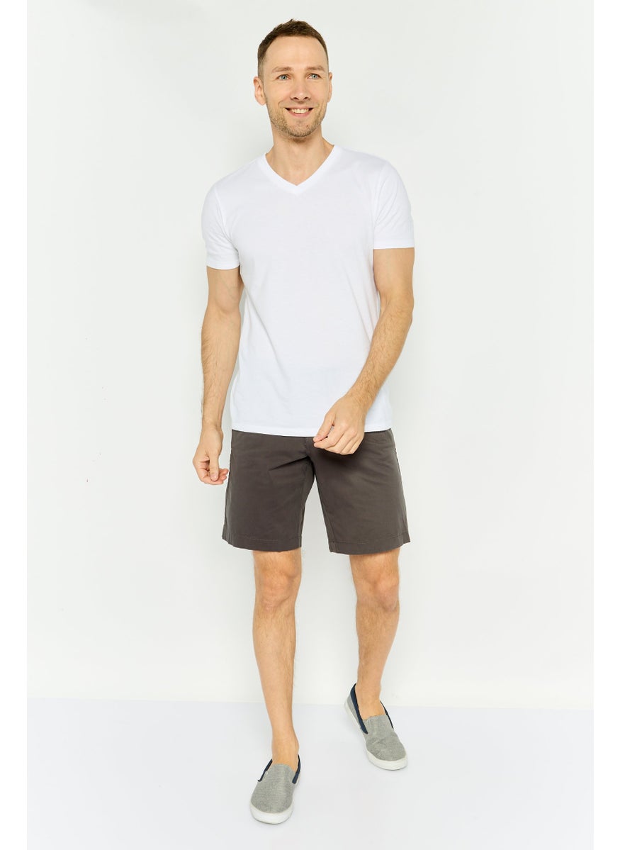 Men Solid Chino Shorts, Dark Grey