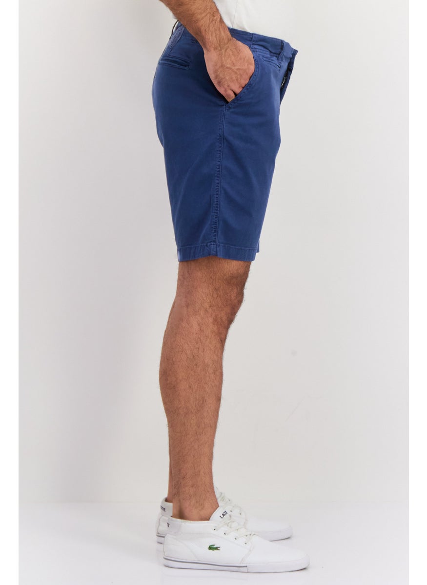 Men 9 Inseam Solid Chino Shorts, Navy