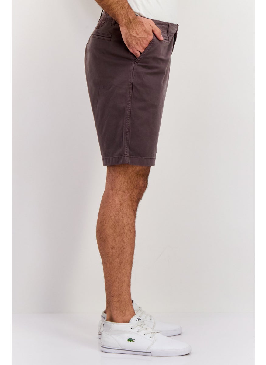 Men 9 Inseam Solid Chino Shorts, Grey