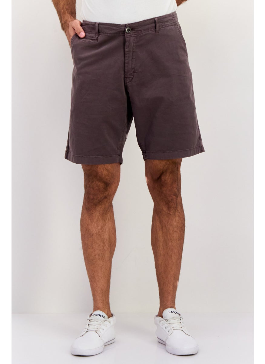 Men 9 Inseam Solid Chino Shorts, Grey