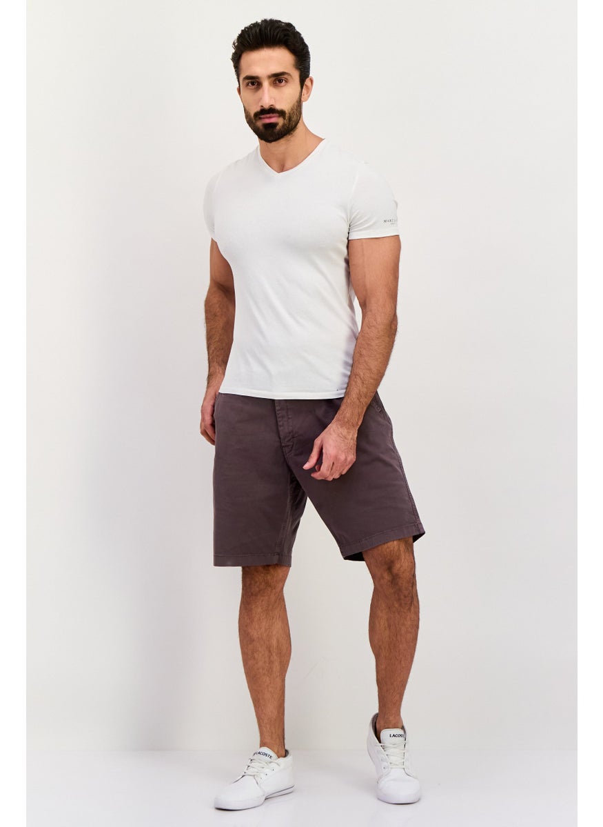 Men 9 Inseam Solid Chino Shorts, Grey