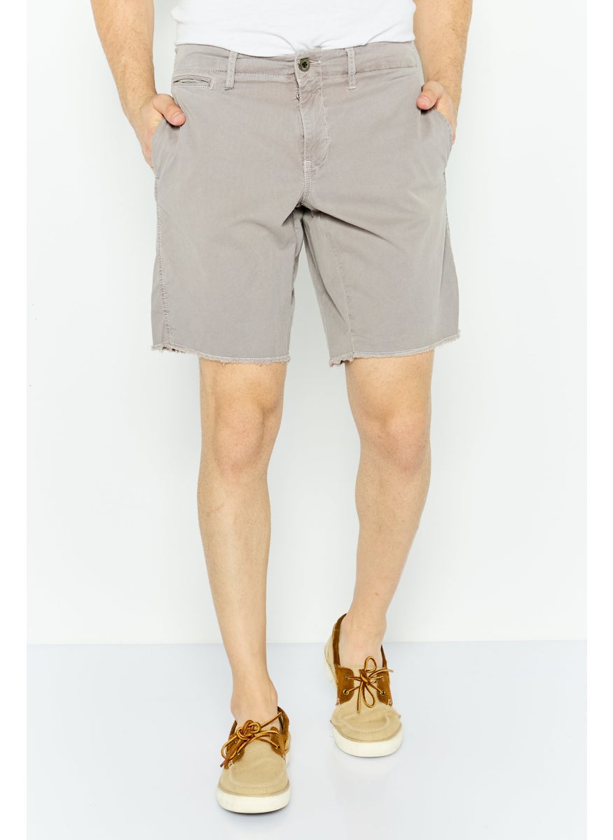 Men Plain Chino Shorts, Light Grey