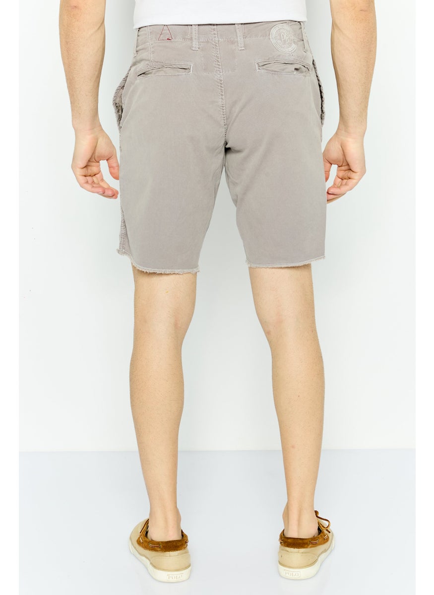 Men Plain Chino Shorts, Light Grey