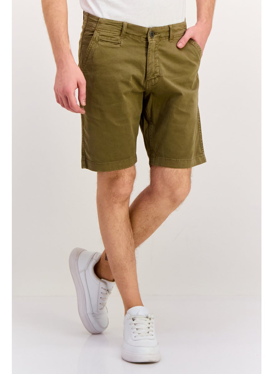 Men 9 Inseam Solid Chino Shorts, Olive