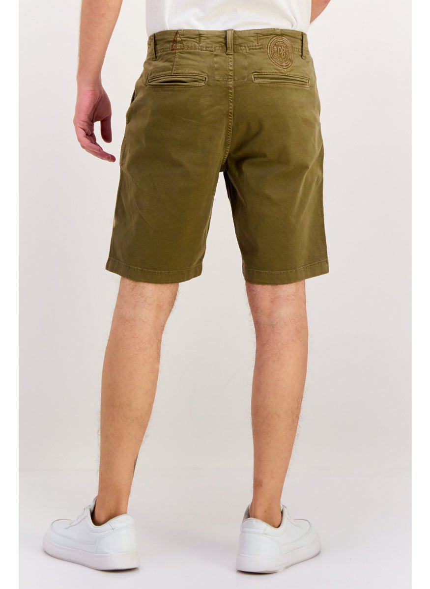 Men 9 Inseam Solid Chino Shorts, Olive