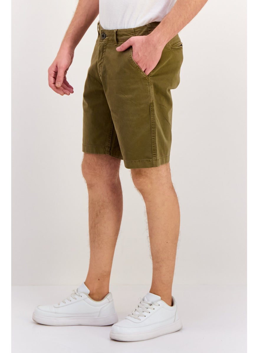 Men 9 Inseam Solid Chino Shorts, Olive