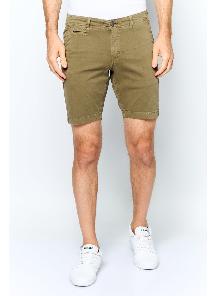 Men 9 Inseam Solid Chino Shorts, Olive