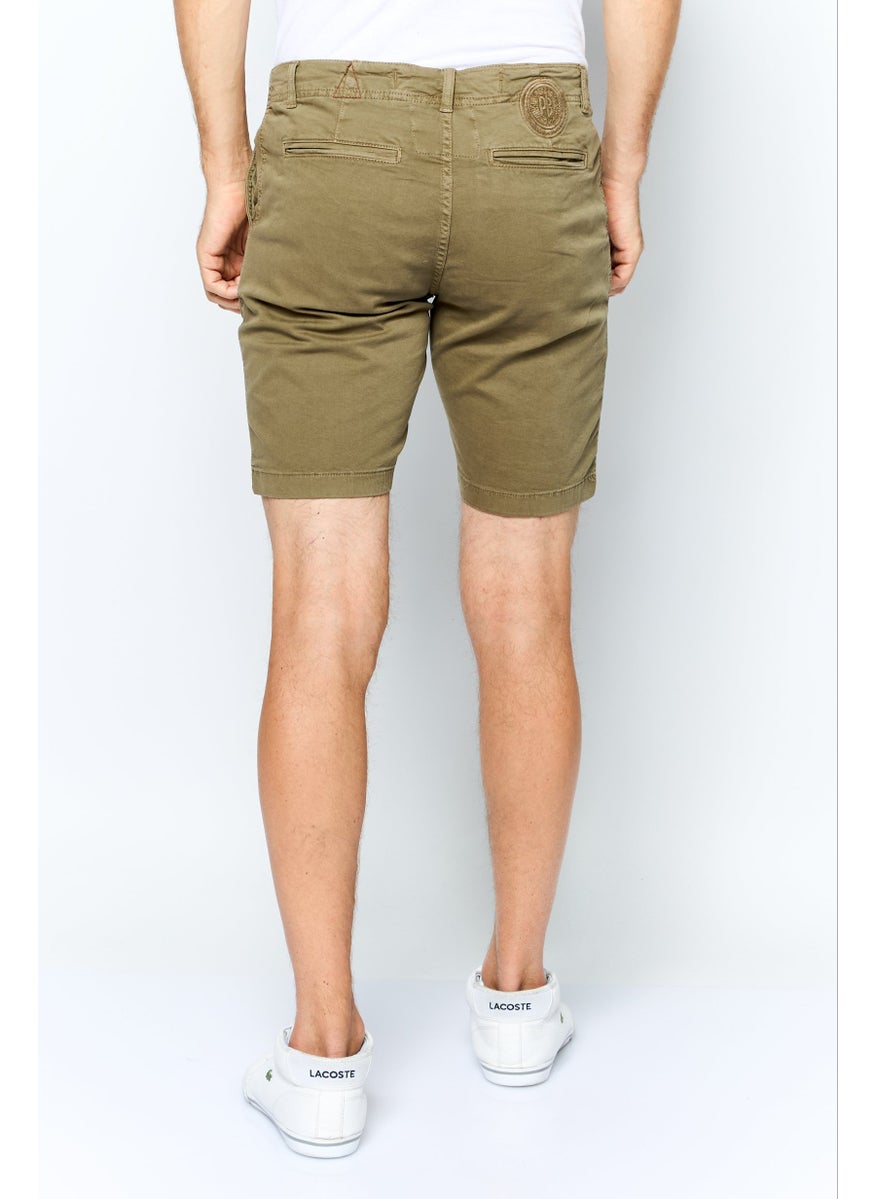 Men 9 Inseam Solid Chino Shorts, Olive