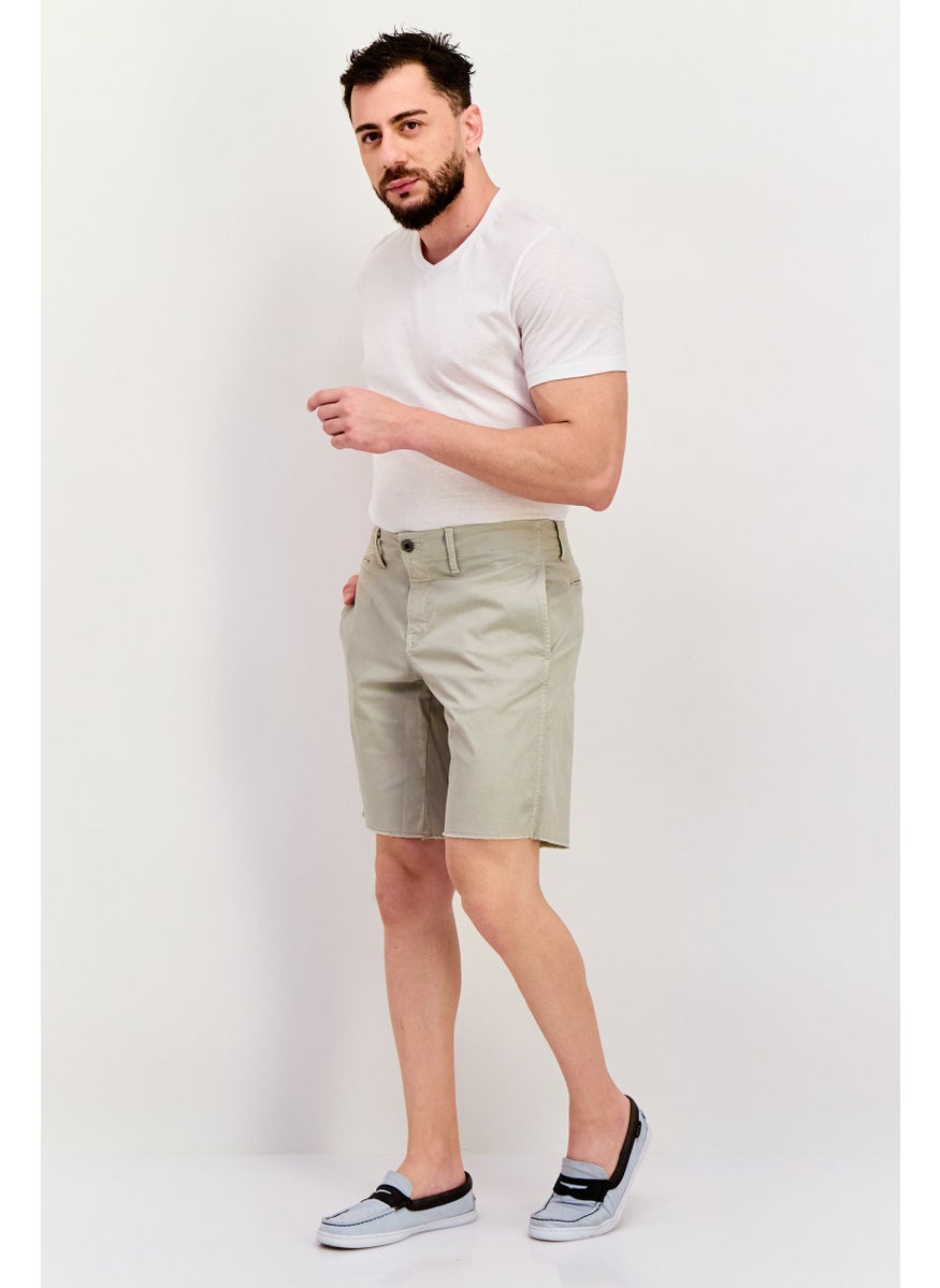 Men Solid Chino Shorts, Stone