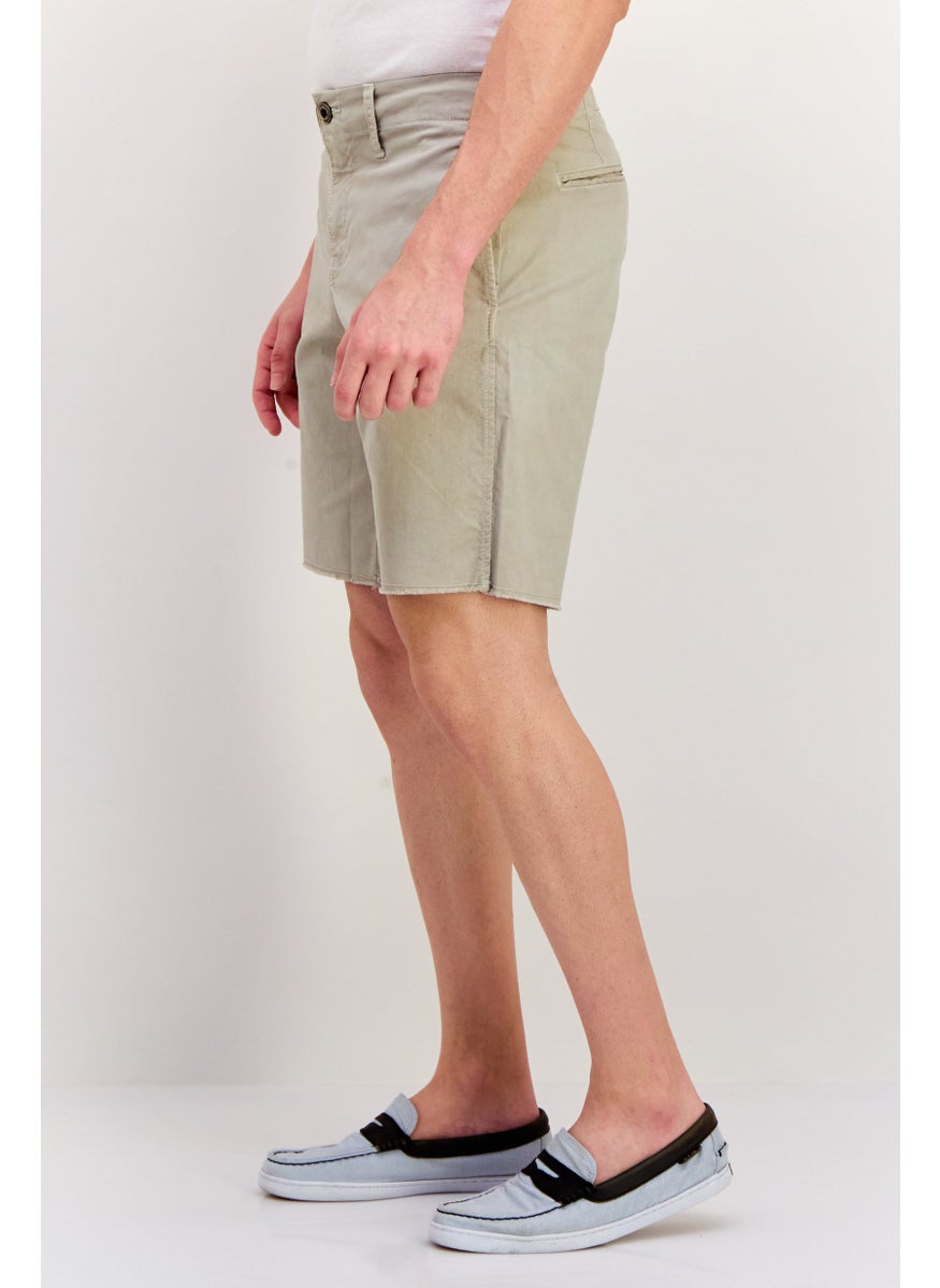 Men Solid Chino Shorts, Stone