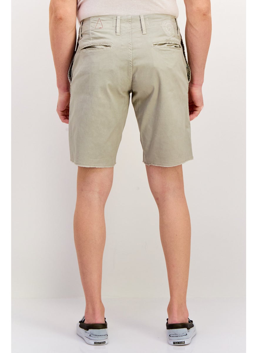 Men Solid Chino Shorts, Stone
