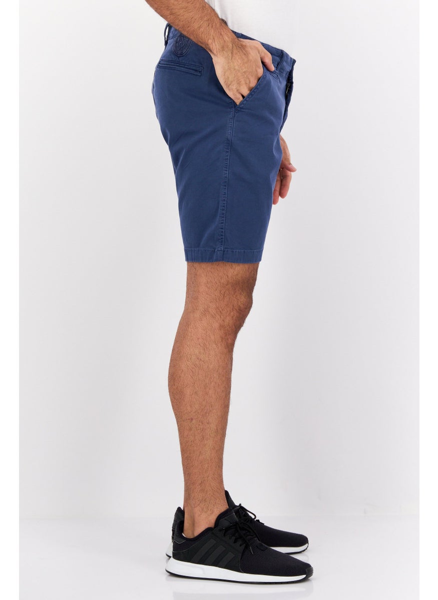 Men 9 Inseam Solid Chino Shorts, Navy