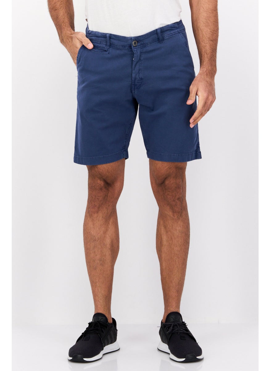 Men 9 Inseam Solid Chino Shorts, Navy