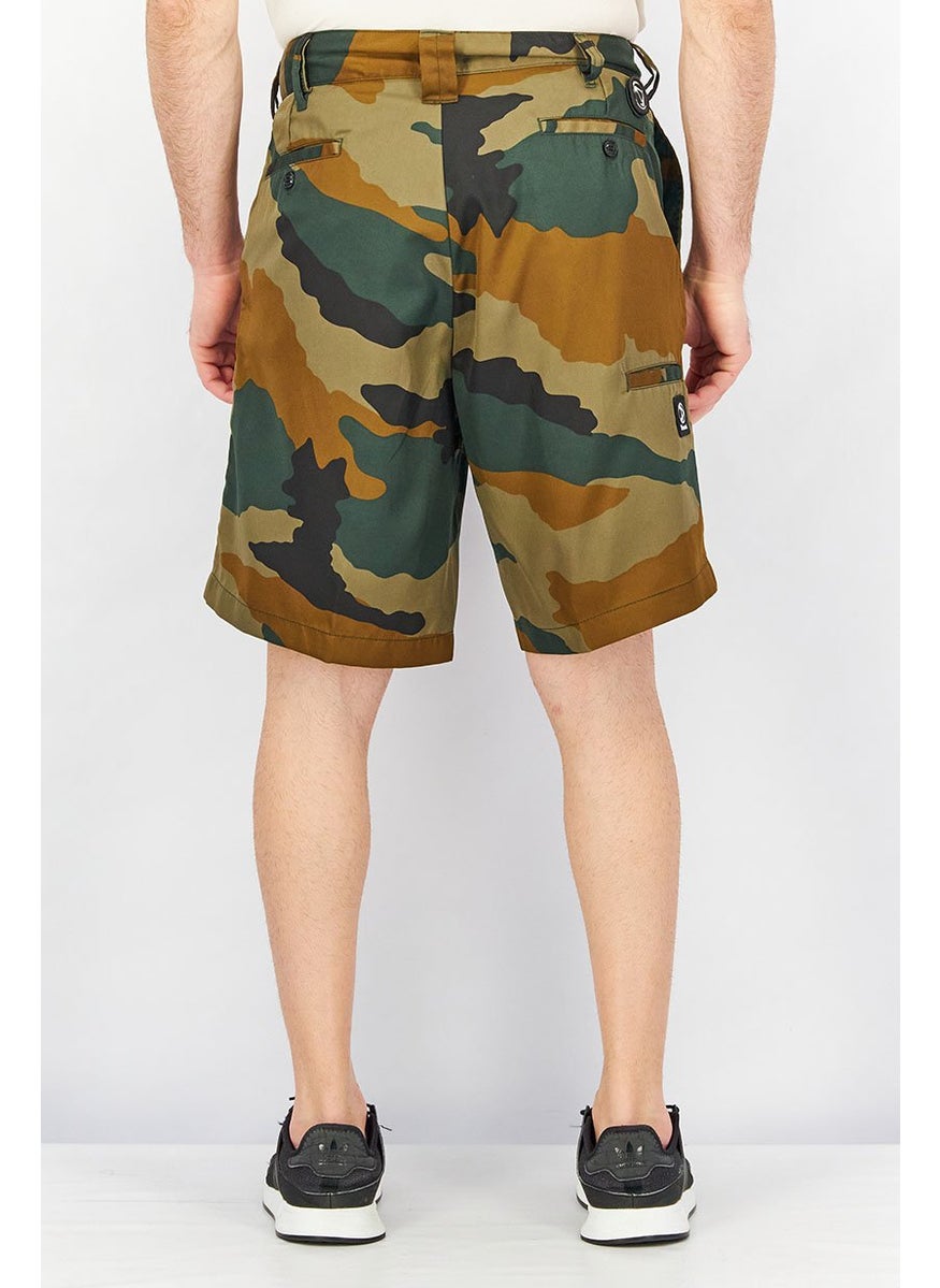 Men Camouflage Basic Short, Olive, Brown And Black