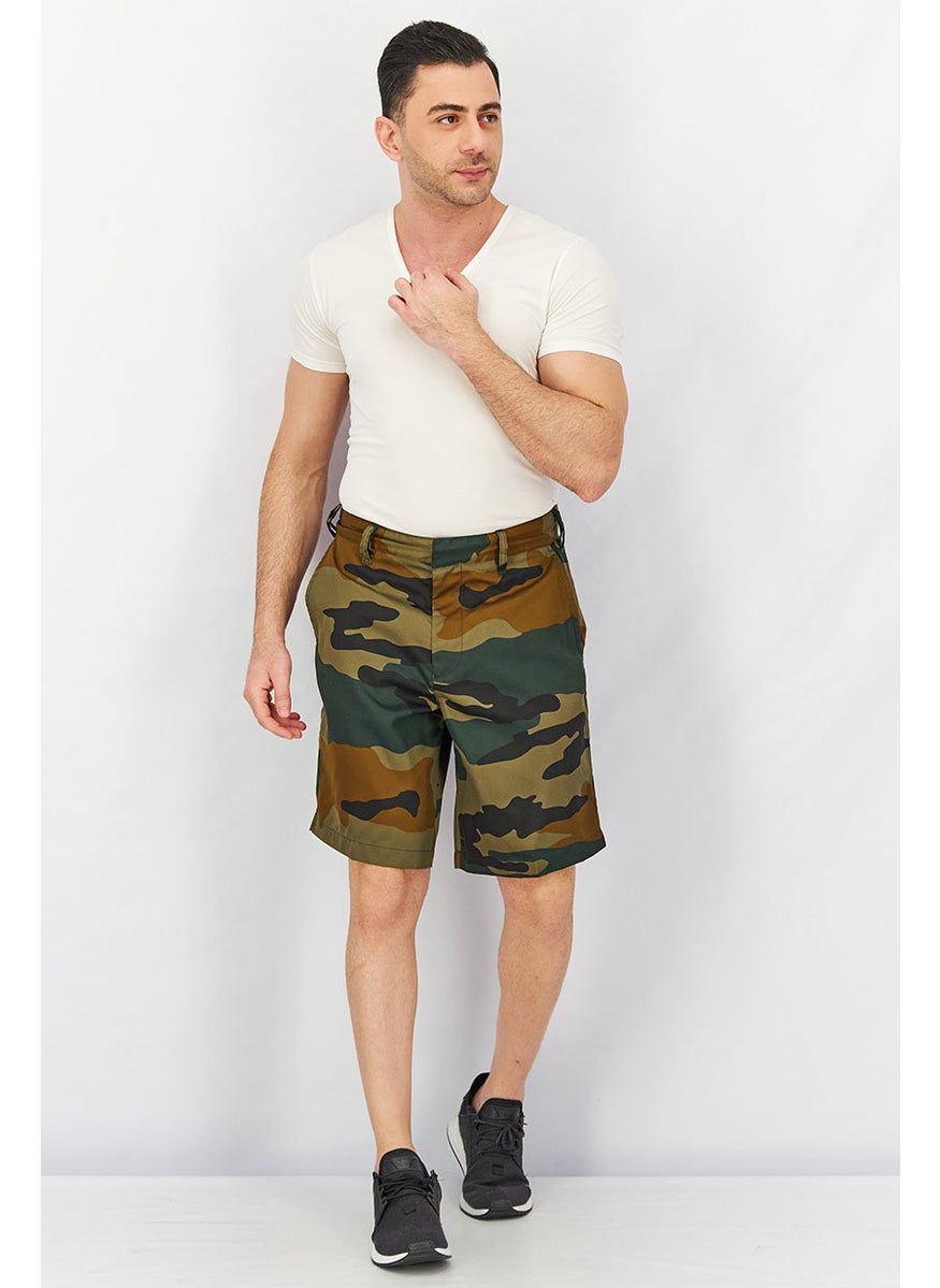 Men Camouflage Basic Short, Olive, Brown And Black