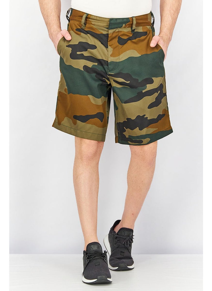 Men Camouflage Basic Short, Olive, Brown And Black