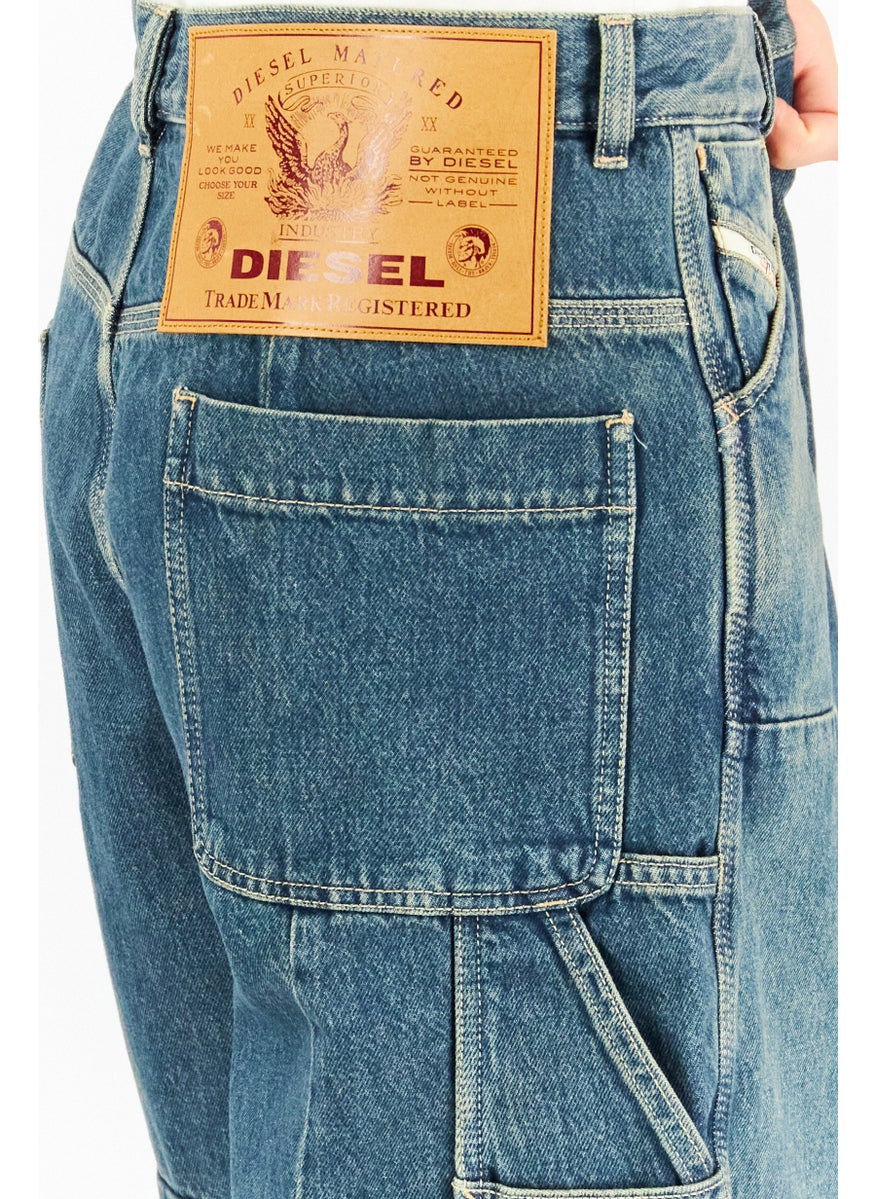 Men Regular Fit Washed Denim Shorts, Blue