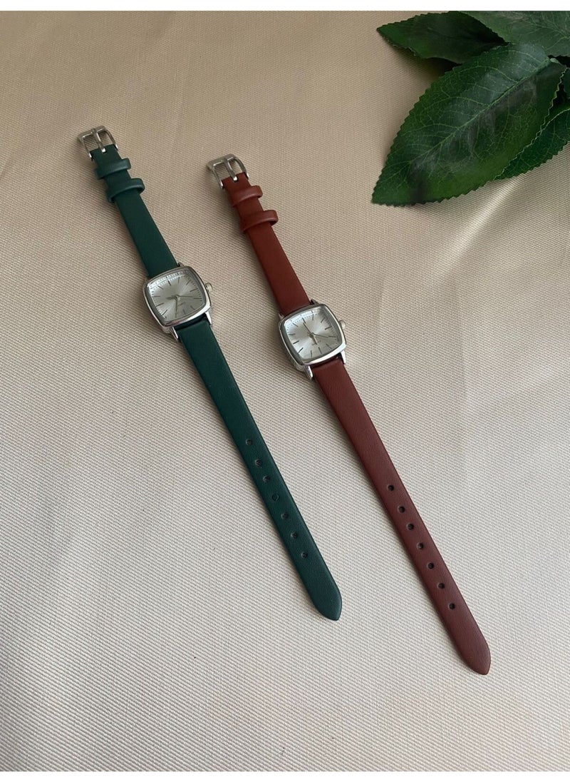 Retro Minimal Leather Band Women's Wristwatch