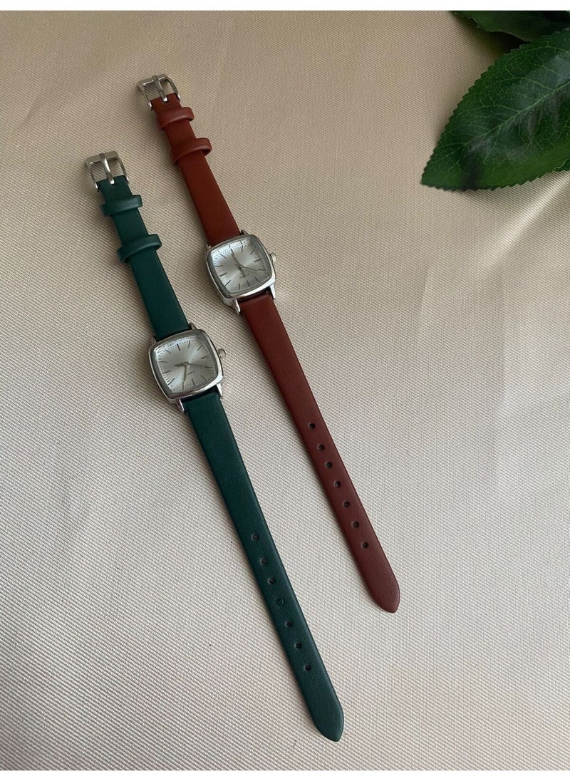 Retro Minimal Leather Band Women's Wristwatch