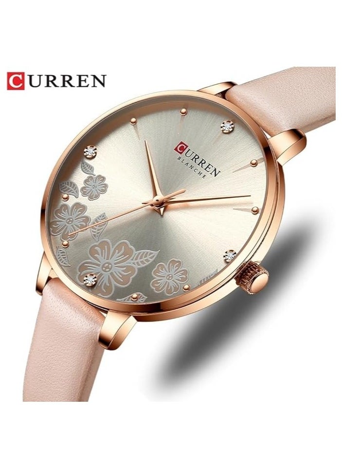 CURREN 9068 Original Brand Leather Straps Wrist Watch For Women