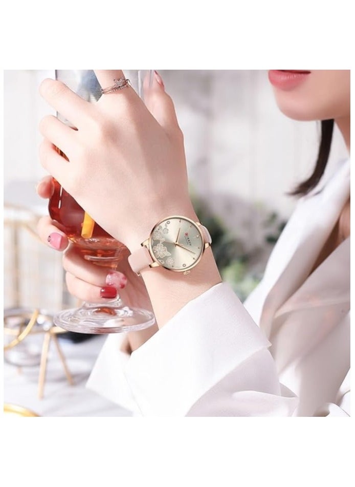CURREN 9068 Original Brand Leather Straps Wrist Watch For Women