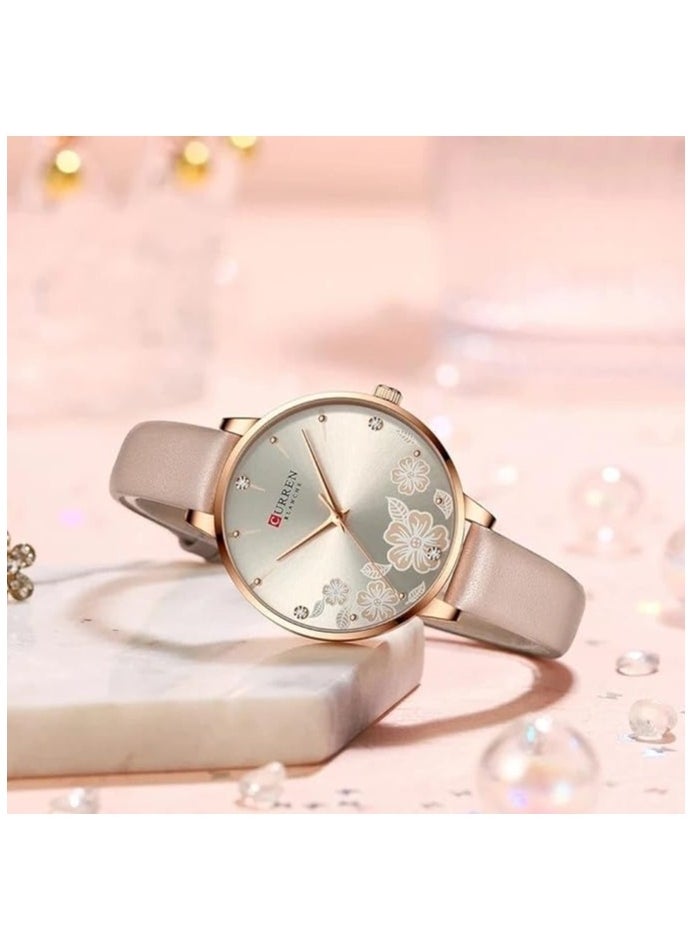 CURREN 9068 Original Brand Leather Straps Wrist Watch For Women