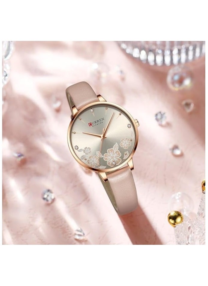 CURREN 9068 Original Brand Leather Straps Wrist Watch For Women