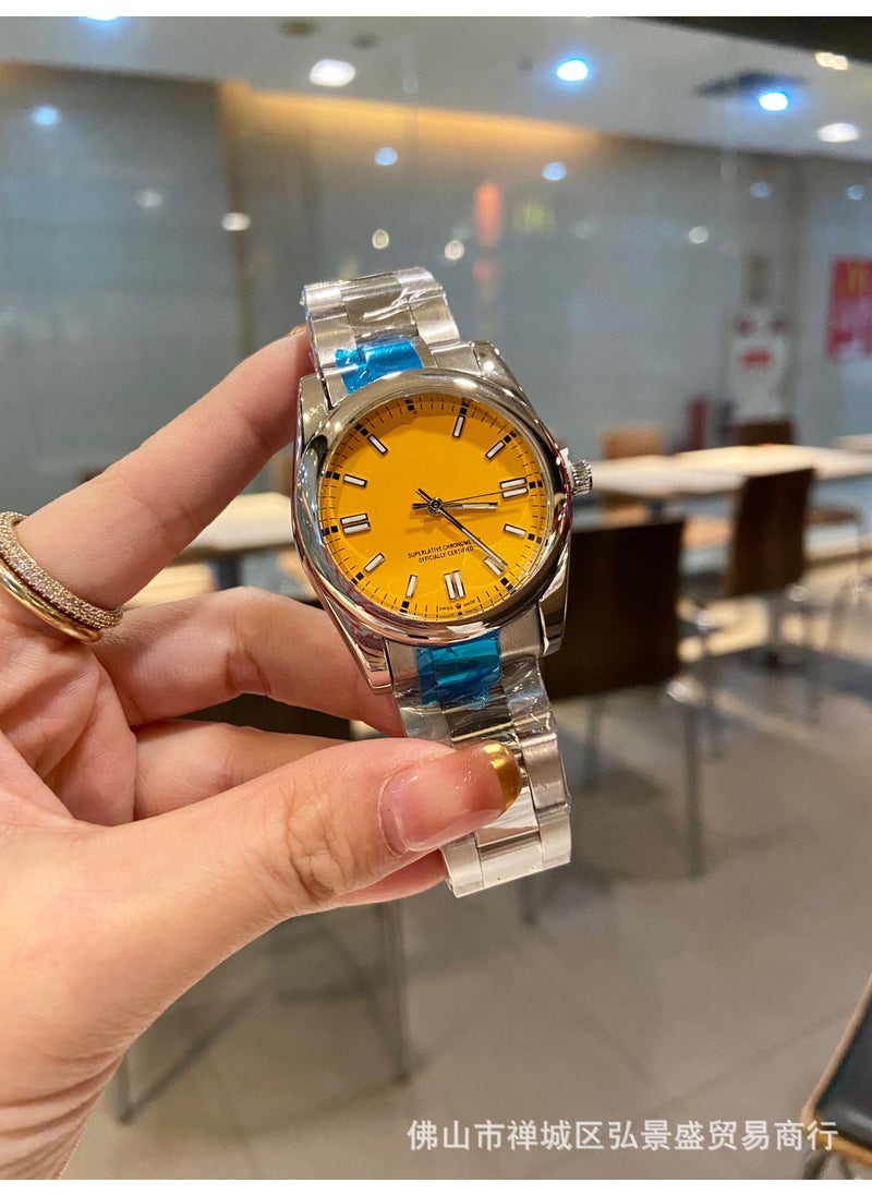 Fashion Unisex 904L Steel Timepieces Yellow plate