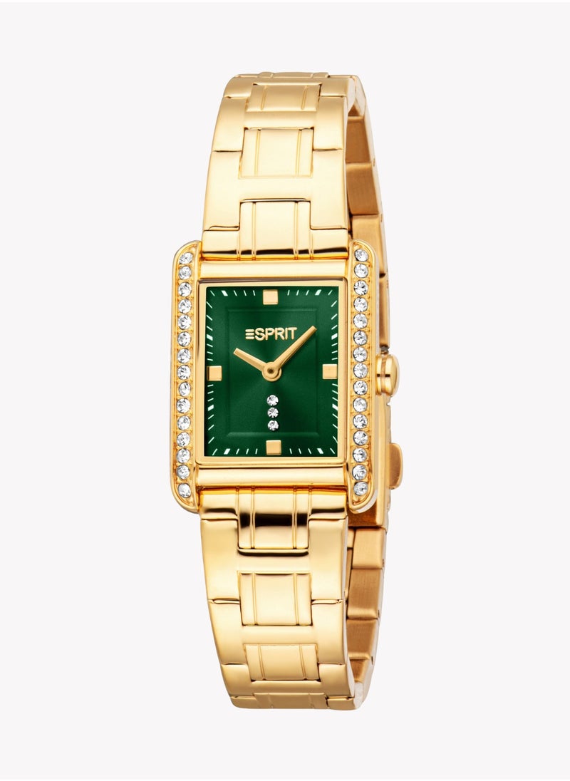 ESPRIT Women's Gold Stainless Steel, Dark Green | ES1L512M0055