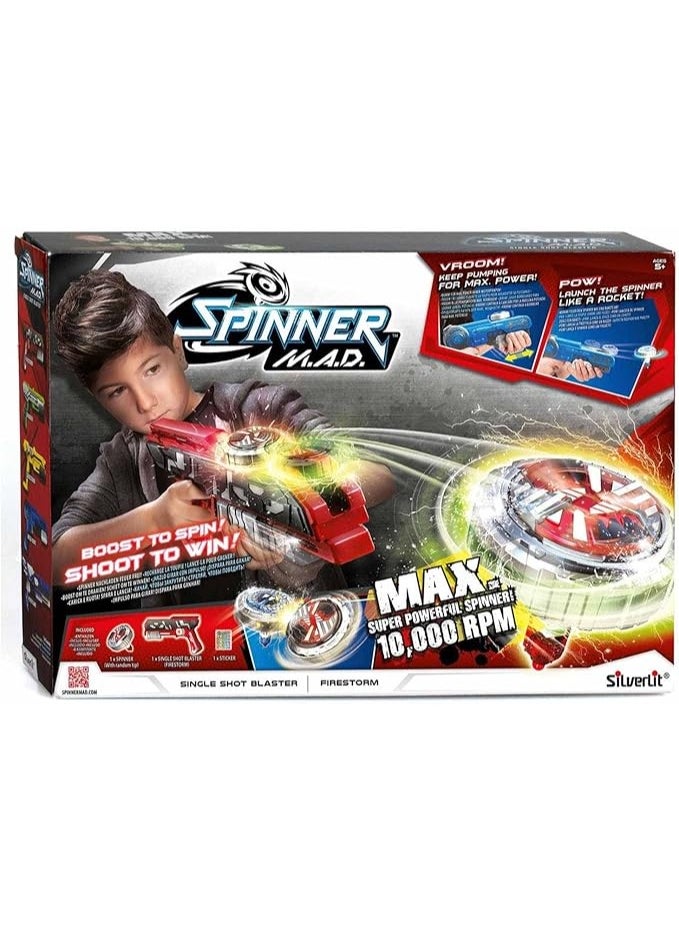 Silverlit Single Shot Blaster Firestorm – Powerful Spinner Toy with Lights & Sound, Metal Body