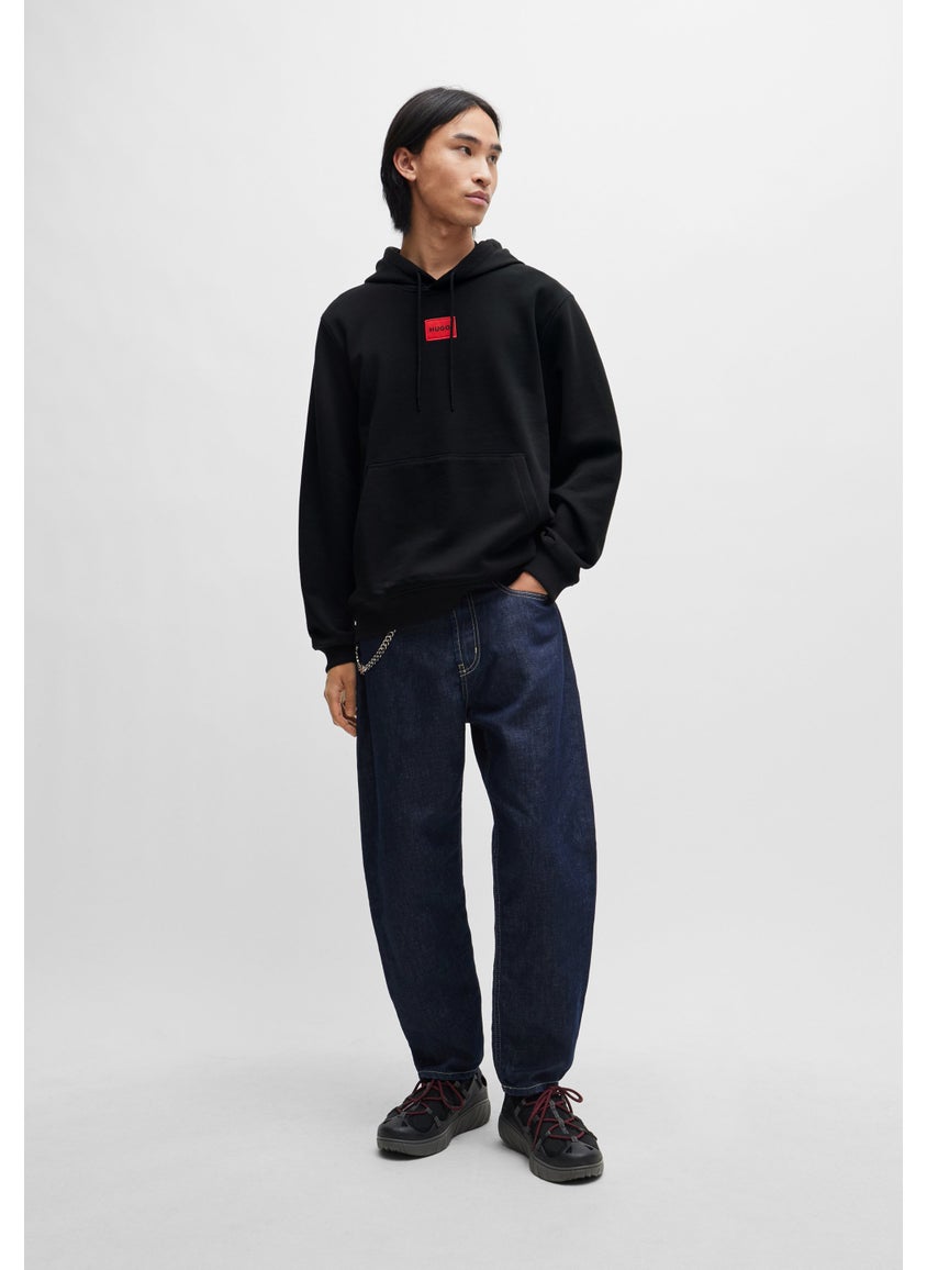 Cotton-terry hoodie with logo label