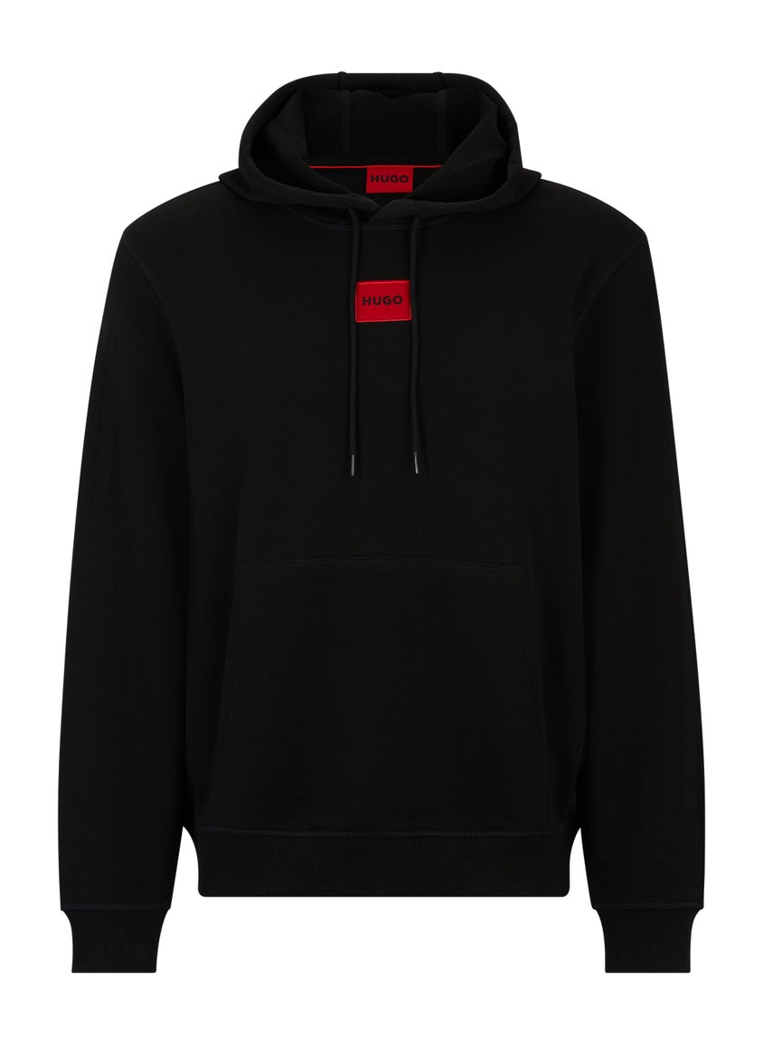 Cotton-terry hoodie with logo label